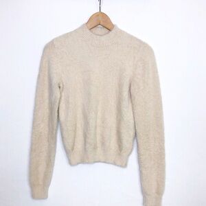 Carbon38 cream crewneck, eyelash pullover sweater